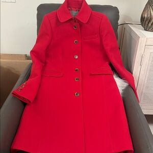 ❤️ J.Crew Lady Day Coat – Italian Double Cloth Wool, Red, Thinsulate.